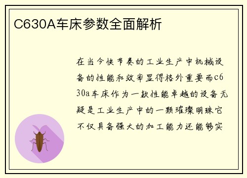 C630A车床参数全面解析